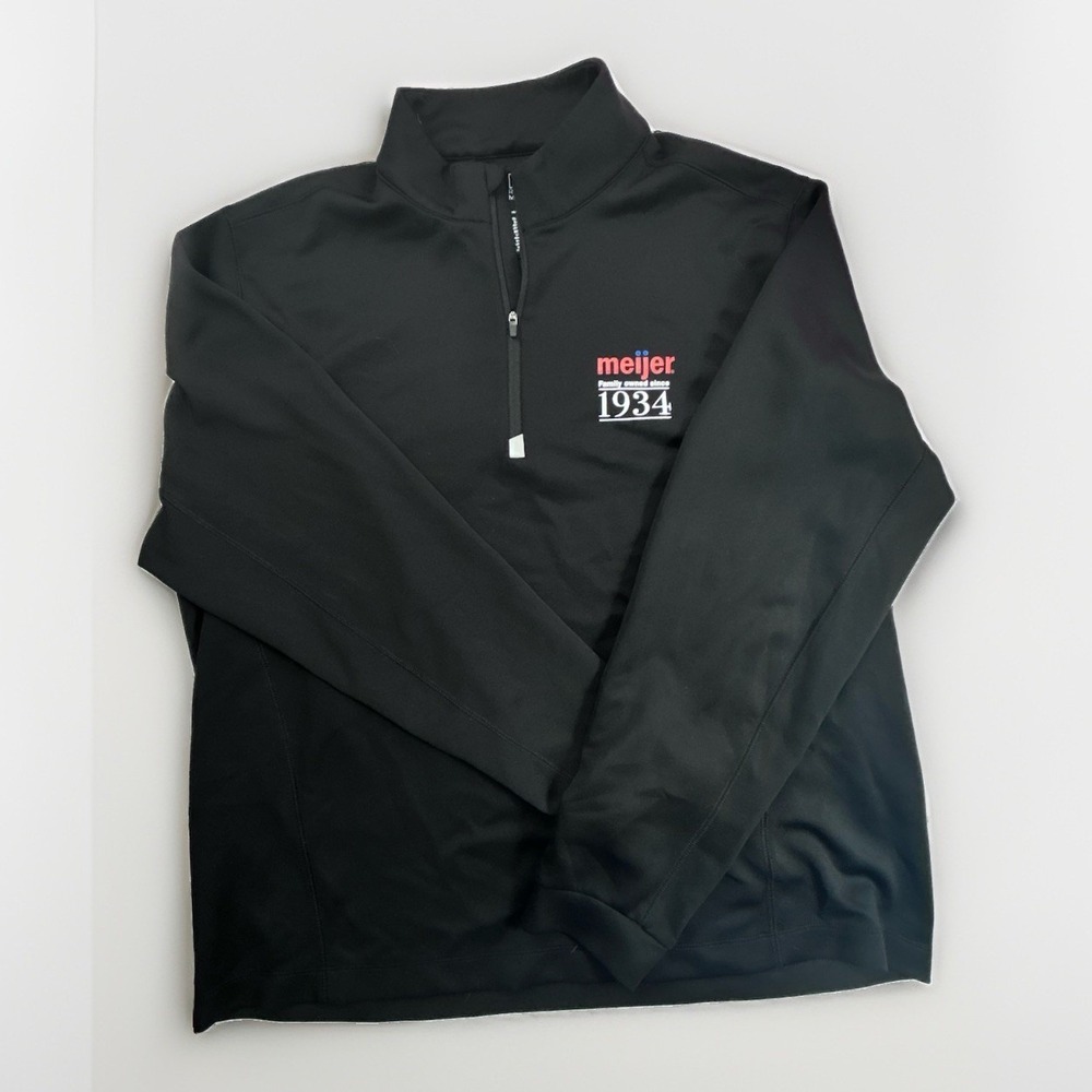 Meijer Employee Shirt 3/4 Zip Long Sleeve Black Unisex XL Performance